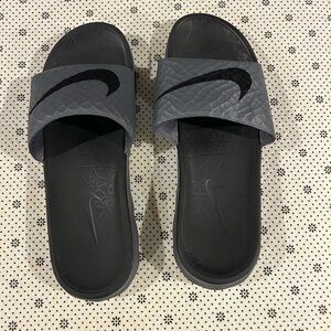 Nike Black and Gray Slide Sandals